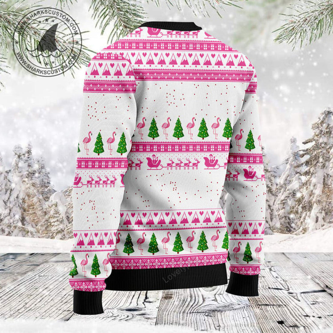 FUNSTUFFPRINT Merry Pinkmas Flamingo Ugly Christmas Sweater, Christmas sweatshirt, Christmas gift Ugly Sweater