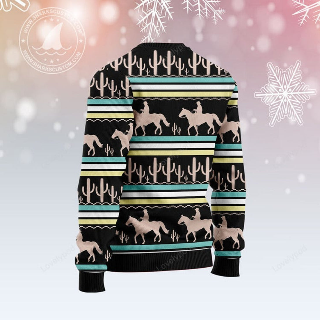 FUNSTUFFPRINT Cowboy Cactus Ugly Christmas Sweater, Christmas ugly sweatshirt, Christmas gifts Ugly Sweater