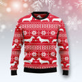 FUNSTUFFPRINT Dachshund Red Christmas Pattern Ugly Christmas Sweater, Christmas ugly sweatshirt, Christmas gifts Ugly Sweater