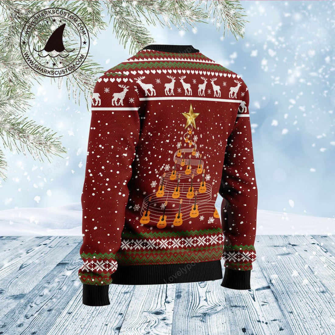 FUNSTUFFPRINT In Jesus Name I Play Guitar Christmas Ugly Christmas Sweater, Christmas ugly sweatshirt, Christmas gifts Ugly Sweater