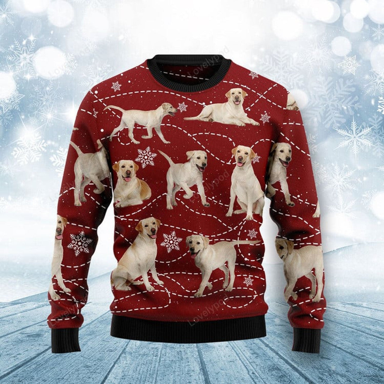 FUNSTUFFPRINT Labrador Retriever Xmas Ugly Christmas Sweater, Christmas ugly sweatshirt, Christmas gifts Ugly Sweater