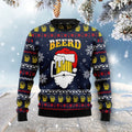 FUNSTUFFPRINT Santa Beerd Ugly Christmas Sweater, Christmas ugly sweatshirt, Christmas gifts for Dad Ugly Sweater