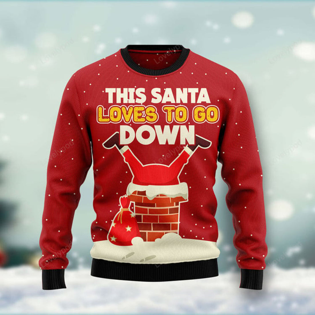 FUNSTUFFPRINT Satan Claus Ugly Christmas Sweater, Christmas ugly sweatshirt, Christmas gifts for Dad, Mom, Brother, Sister Ugly Sweater