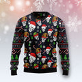 FUNSTUFFPRINT Skull Face Ugly Christmas Sweater, Xmas ugly sweatshirt, Christmas gifts for Dad, Mom, Brother, Sister Ugly Sweater