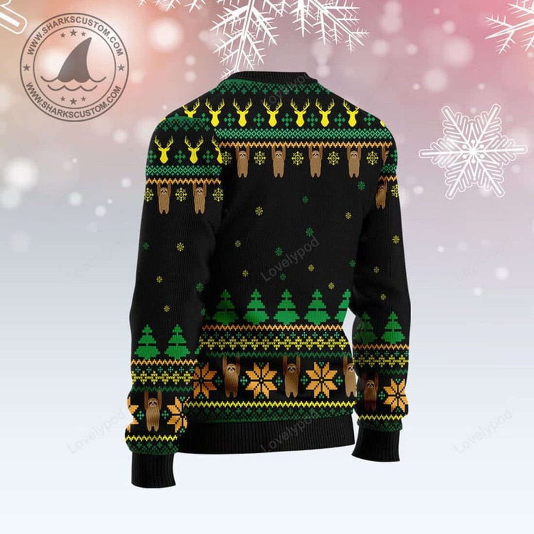 FUNSTUFFPRINT Sloth Team Holiday Ugly Christmas Sweater, Xmas ugly sweatshirt, Christmas gifts for Dad, Mom, Brother, Sister Ugly Sweater