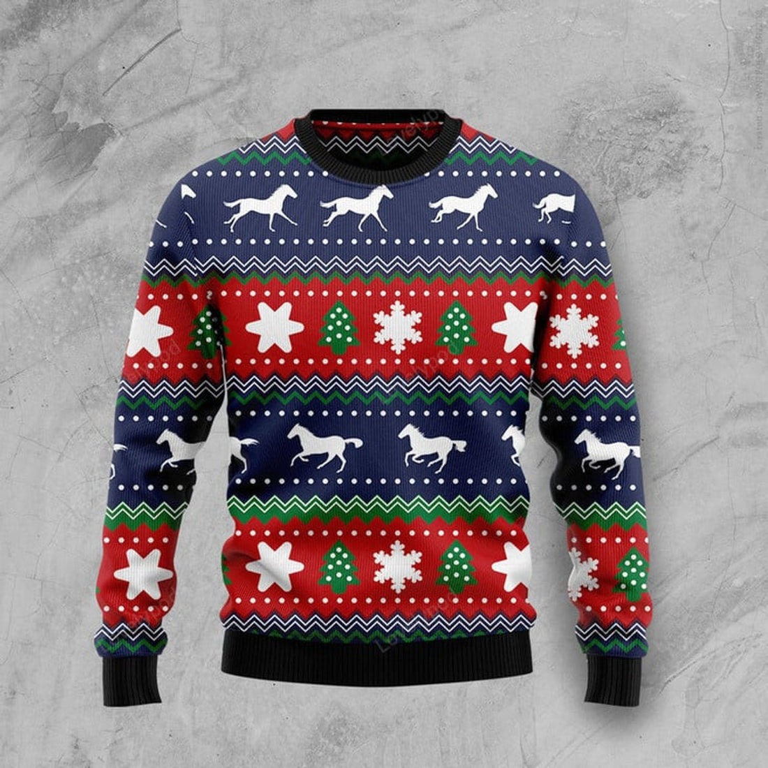 FUNSTUFFPRINT Amazing Horses Ugly Christmas Sweater, Xmas ugly sweatshirt, Christmas gifts for Dad, Mom, Brother, Sister Ugly Sweater