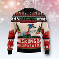FUNSTUFFPRINT All I Want For Christmas Is More Time For Skiing Ugly Christmas Sweater, Xmas ugly sweatshirt, Christmas gifts for Dad, Mom, Brother, Sister Ugly Sweater