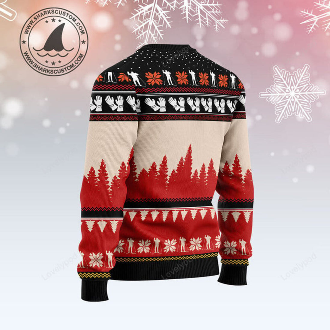 FUNSTUFFPRINT All I Want For Christmas Is More Time For Skiing Ugly Christmas Sweater, Xmas ugly sweatshirt, Christmas gifts for Dad, Mom, Brother, Sister Ugly Sweater