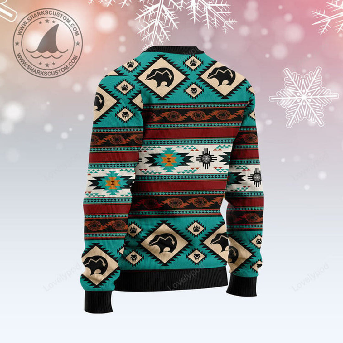 FUNSTUFFPRINT Bear Wild And Free Ugly Christmas Sweater, Xmas ugly sweatshirt, Christmas gifts for Dad, Mom, Brother, Sister Ugly Sweater