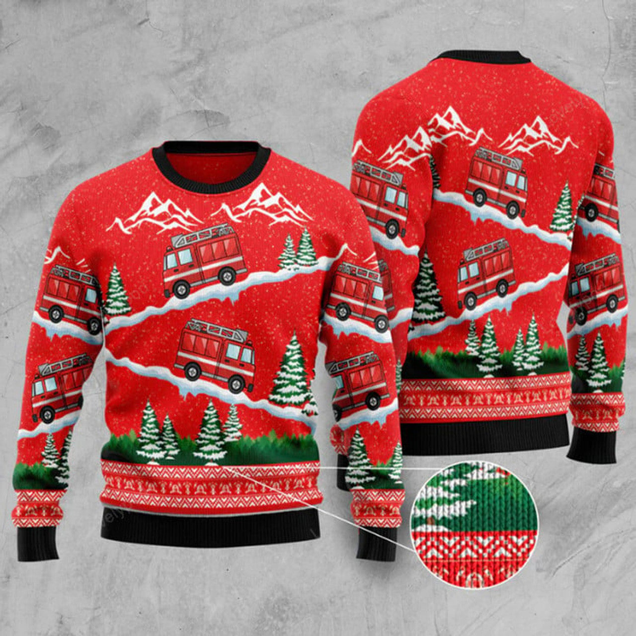 FUNSTUFFPRINT Firefighter Ugly Christmas Sweater, Xmas ugly sweatshirt, Christmas gifts for Firefighter Ugly Sweater