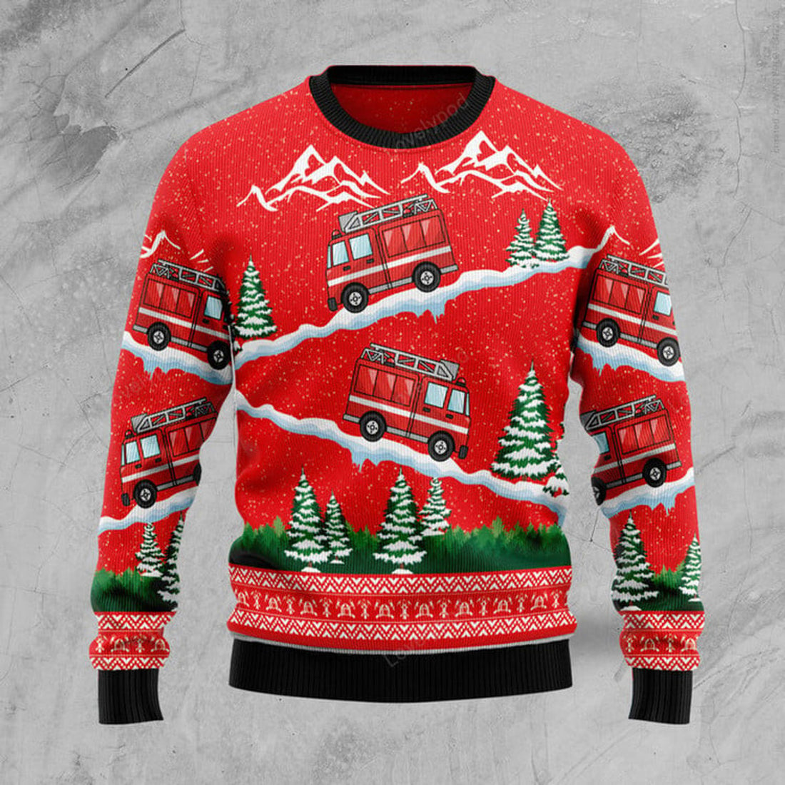 FUNSTUFFPRINT Firefighter Ugly Christmas Sweater, Xmas ugly sweatshirt, Christmas gifts for Firefighter Ugly Sweater