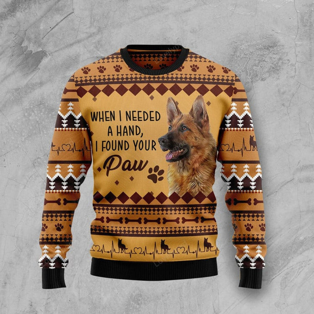 FUNSTUFFPRINT German Shepherd When I Need A Hand Ugly Christmas Sweater, Xmas ugly sweatshirt, Christmas gifts Ugly Sweater