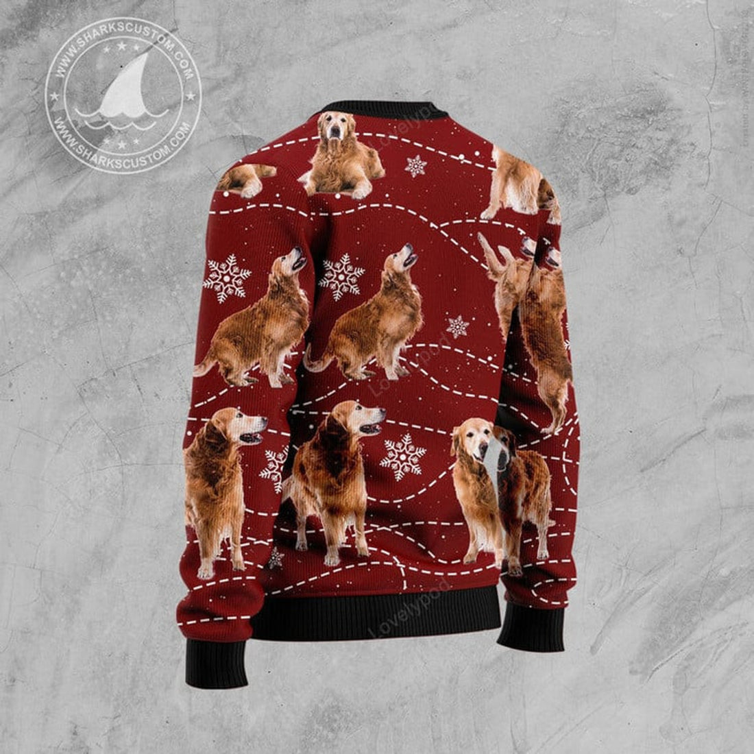 FUNSTUFFPRINT Golden Retriever Xmas Ugly Christmas Sweater, Xmas ugly sweatshirt, Christmas gifts Ugly Sweater
