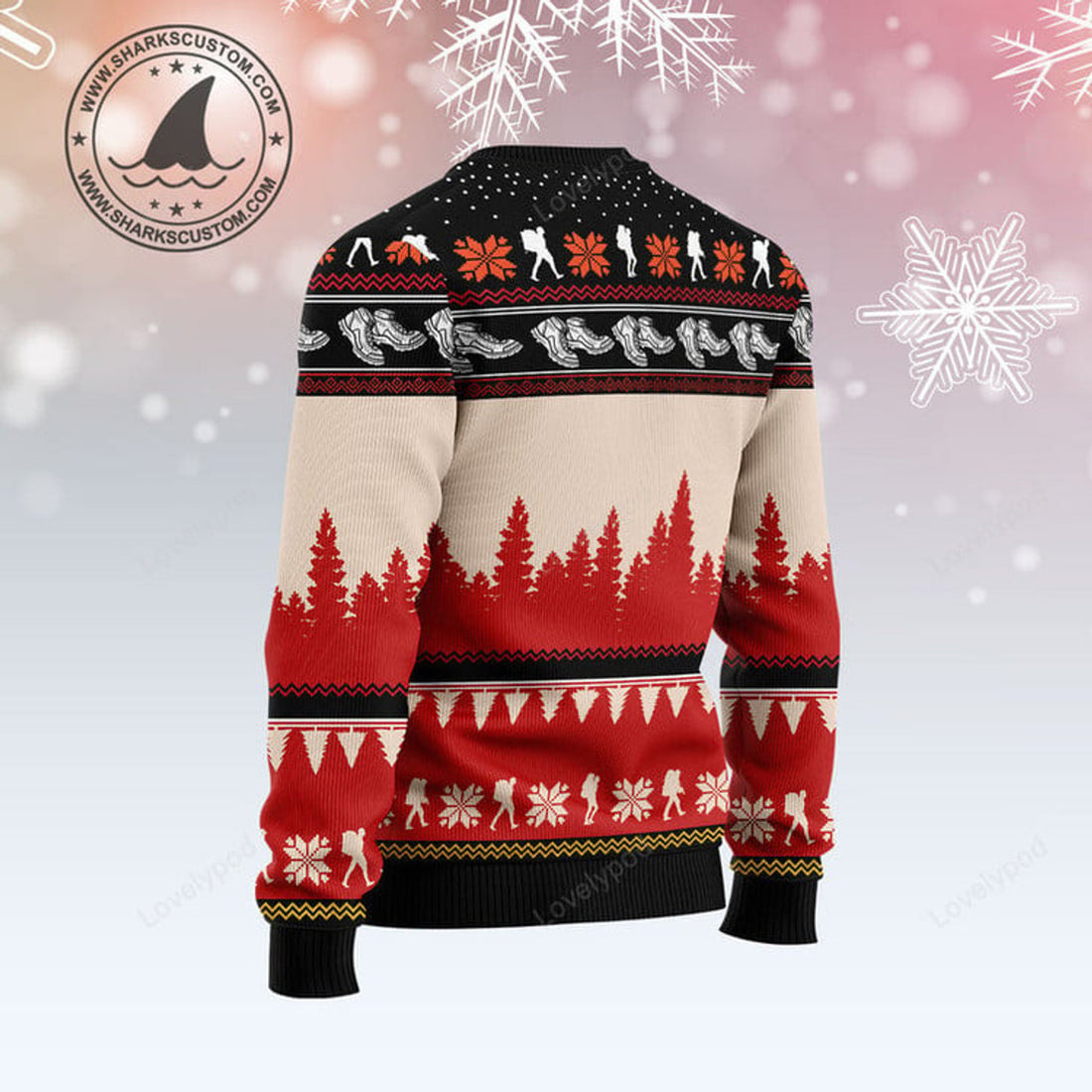 FUNSTUFFPRINT I Want For Christmas Is More Time For Hiking Ugly Christmas Sweater Ugly Sweater
