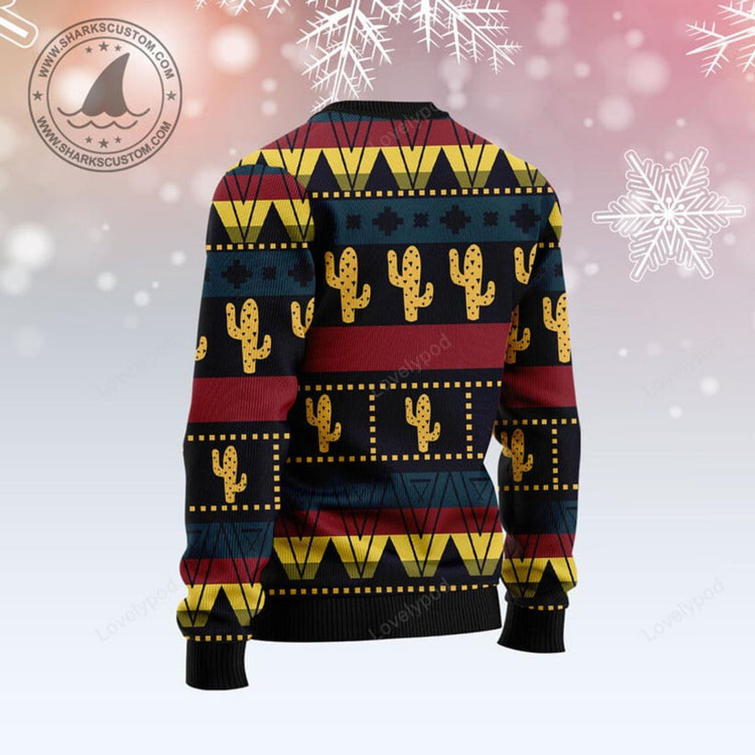 FUNSTUFFPRINT Cactus Group Pattern Ugly Christmas Sweater, Christmas shirts, Christmas gift for him, her Ugly Sweater