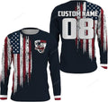 FUNSTUFFPRINT Custom MX Dirt Bike Racing Jersey American Flag Motocross Youth Men Women Off-Road Motorcycle 3D Long Sleeve T-Shirt