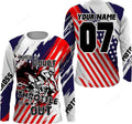 FUNSTUFFPRINT Custom Patriotic Personalized Dirt Bike Jersey When in Doubt Throttle It Out American Motocross 3D Long Sleeve T-Shirt