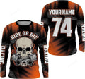 FUNSTUFFPRINT Custom Ride Or Die Skull Dirt Bike Men Women Kid Jersey Custom Motocross Shirt Motorcycle 3D Long Sleeve T-Shirt