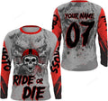 FUNSTUFFPRINT Custom Motocross Jersey Custom Dirt Bike Extreme Ride Or Die Skull Motorcycle Shirt 3D Long Sleeve T-Shirt