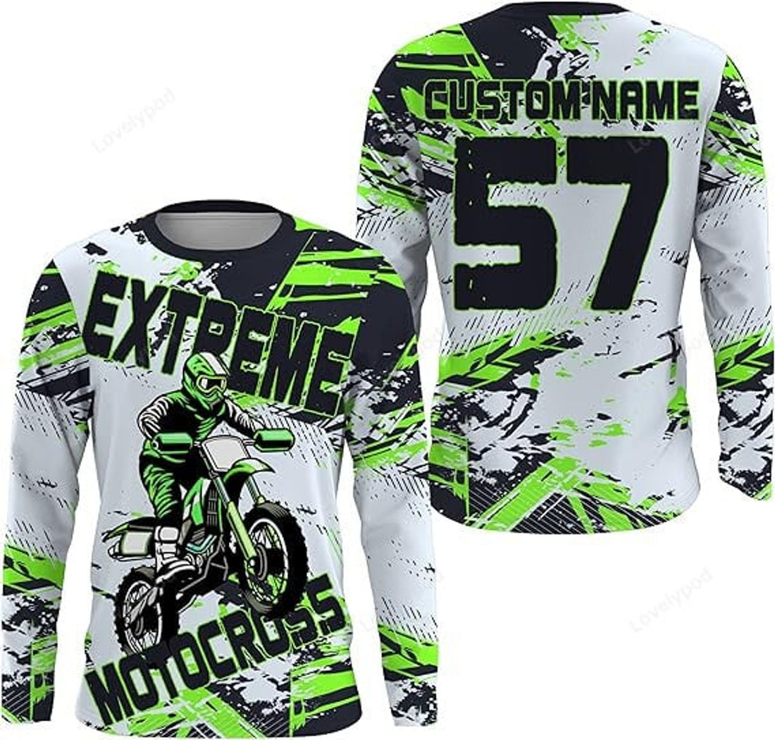 FUNSTUFFPRINT Custom Motocross Jersey Youth Adult Extreme MX Dirt Bike Racing Shirt 3D Long Sleeve T-Shirt