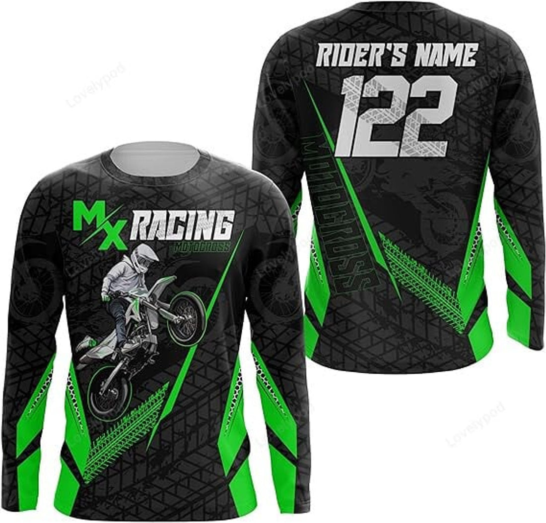FUNSTUFFPRINT Custom Motocross Jersey MX Racing Dirt Bike Number Name Adult Off-Road Motorcycle Shirt 3D Long Sleeve T-Shirt