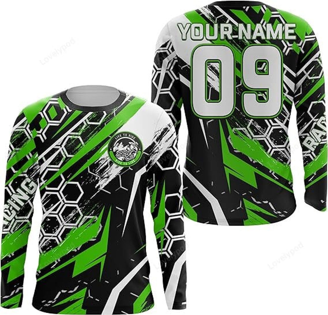 FUNSTUFFPRINT Custom Motocross Racing Jersey Adult&Kid Biker Live to Ride Off-Road MX Shirt 3D Long Sleeve T-Shirt