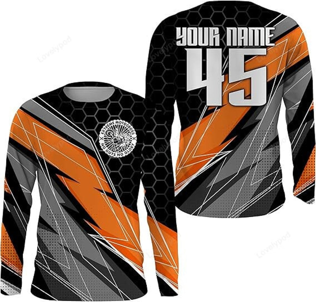 FUNSTUFFPRINT Custom Motocross Jersey Dirt Bike Extreme MX Racing Jersey Adult, Kid Off-Road Motorcycle 3D Long Sleeve T-Shirt