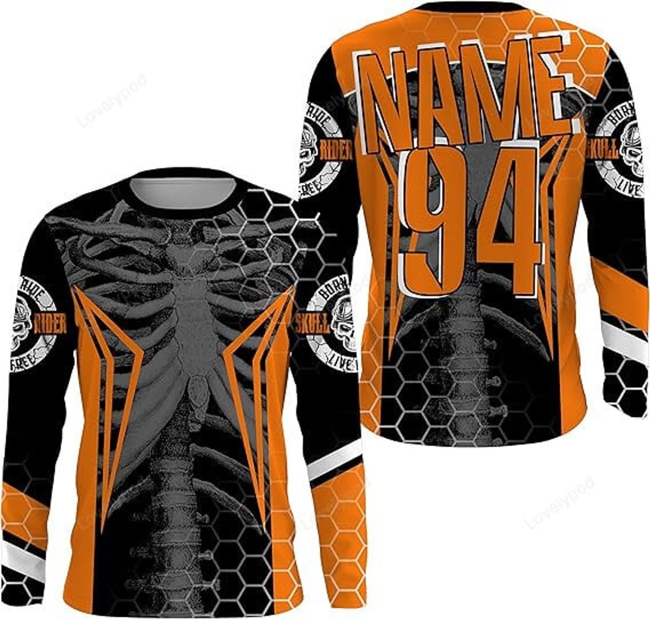 FUNSTUFFPRINT Custom Racing Jersey Cool Bone Motorcycle Motocross Off-Road Bikers Shirt 3D Long Sleeve T-Shirt