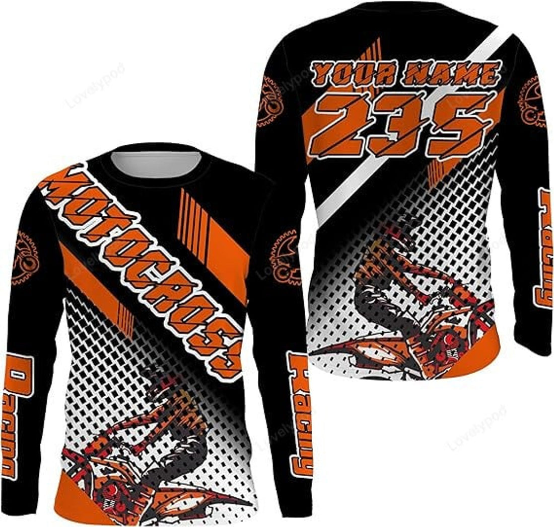 FUNSTUFFPRINT Custom Extreme Men Women Youth Motocross Jersey, Custom Dirt Bike Racing Shirt Motorcycle Off-Road 3D Long Sleeve T-Shirt