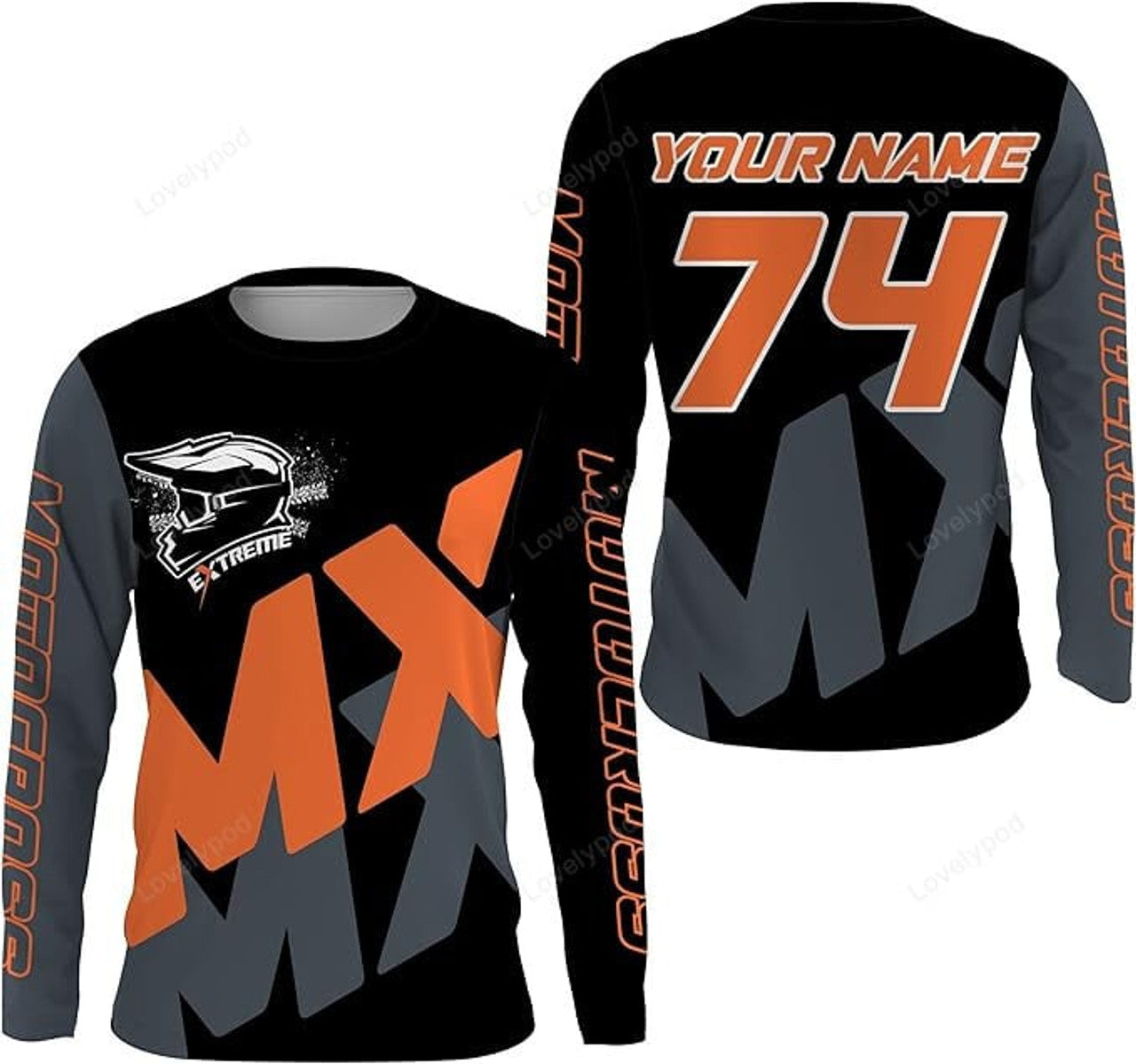 FUNSTUFFPRINT Custom MX Racing Jersey for Youth Men Women Motocross Off-Road Biker Motorcycle Shirt 3D Long Sleeve T-Shirt