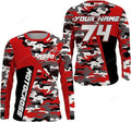 FUNSTUFFPRINT Custom Kid Men Women Dirt Bike MX Jersey, UV Protective Red Camo Motocross Extreme Racing Motorcycle 3D Long Sleeve T-Shirt