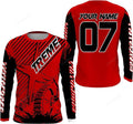 FUNSTUFFPRINT Custom Red MX Jersey UV Protective Xtreme Kid Adult Motocross Dirt Bike Racing Motorcycle Shirt 3D Long Sleeve T-Shirt