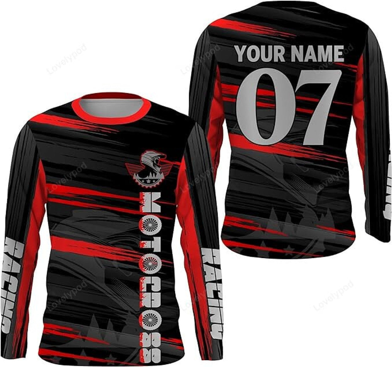 FUNSTUFFPRINT Custom Adult&Kid Dirt Bike Jersey UV Protective Motocross for Life Racing Biker Off-Road Shirt 3D Long Sleeve T-Shirt