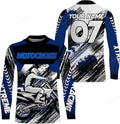 FUNSTUFFPRINT Custom Blue Custom Motocross Jersey UV Protective MX Shirt for Kid Men Women Dirt Bike Racing Racewear 3D Long Sleeve T-Shirt