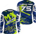 FUNSTUFFPRINT Custom Blue Motocross Jersey Dirt Bike Custom Shirt for Kid Men Women Racing Off-Road Racewear 3D Long Sleeve T-Shirt
