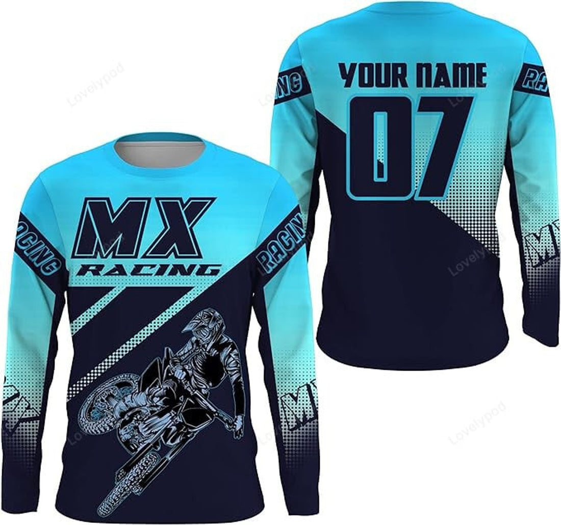 FUNSTUFFPRINT Custom MX Racing Jersey Custom Motocross UV Protective Adult Dirt Bike Off-Road Motorcycle 3D Long Sleeve T-Shirt
