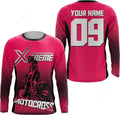 FUNSTUFFPRINT Custom Extreme Motocross Jersey Biker Girl Custom Number Kid & Adult MX Racing Off-Road Shirt 3D Long Sleeve T-Shirt