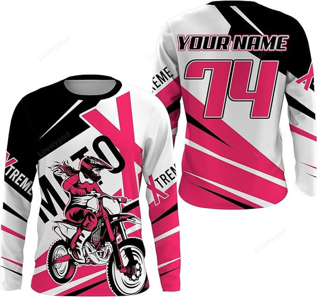 FUNSTUFFPRINT Custom MX Jersey Extreme Motox Dirt Bike Youth Adult Motorcycle Biker Girl Racing Shirt 3D Long Sleeve T-Shirt
