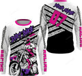 FUNSTUFFPRINT Custom Biker Girl Pink Custom Jersey Dirt Bike Kid & Adult Motocross Shirt MX Racing Motorcycle 3D Long Sleeve T-Shirt