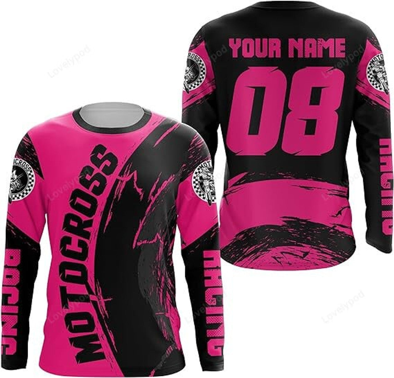 FUNSTUFFPRINT Custom Motocross Jersey Youth Girl MX Racing Dirt Bike Shirt Off-Road 3D Long Sleeve T-Shirt