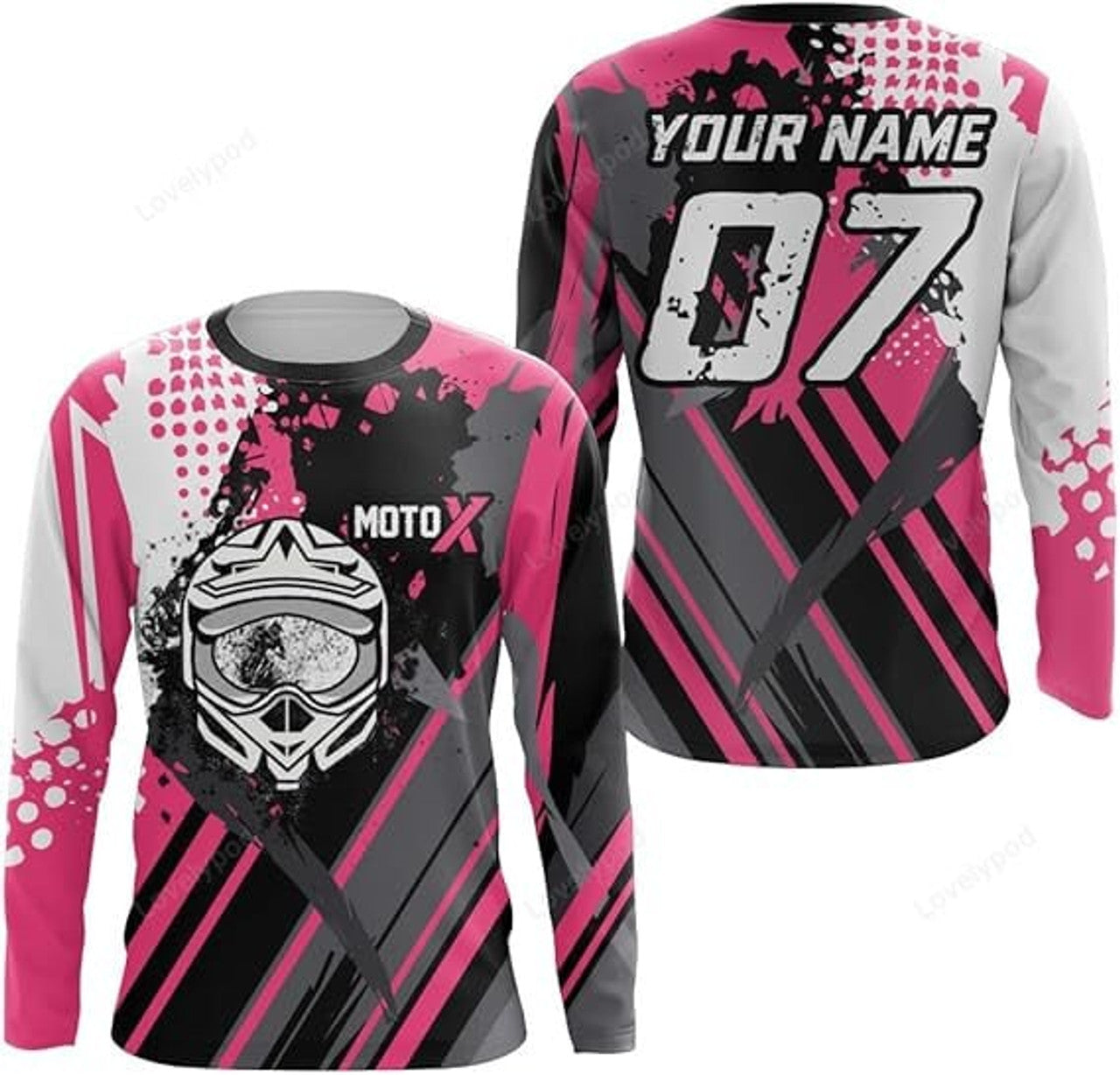 FUNSTUFFPRINT Custom Motocross Jersey Motox Dirt Bike Jersey for Women Men, Riding Off-Road MX Jersey Motorcycle Shirt 3D Long Sleeve T-Shirt