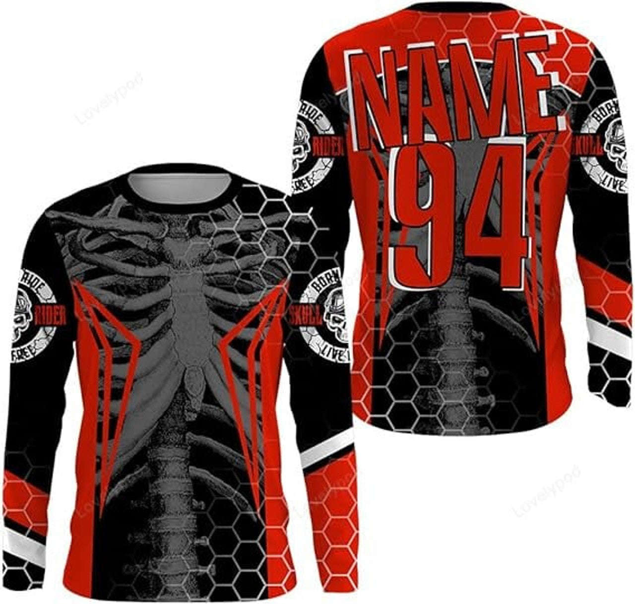 FUNSTUFFPRINT Custom Racing Jersey Cool Bone Motorcycle Motocross Shirt Off-Road 3D Long Sleeve T-Shirt