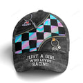 FUNSTUFFPRINT Just A Girl Who Loves Racing Black Jean Style Baseball Cap