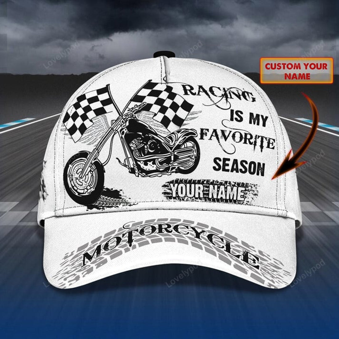 FUNSTUFFPRINT 3D Classic Cap Motorcycle Racing Personalized Name Cap