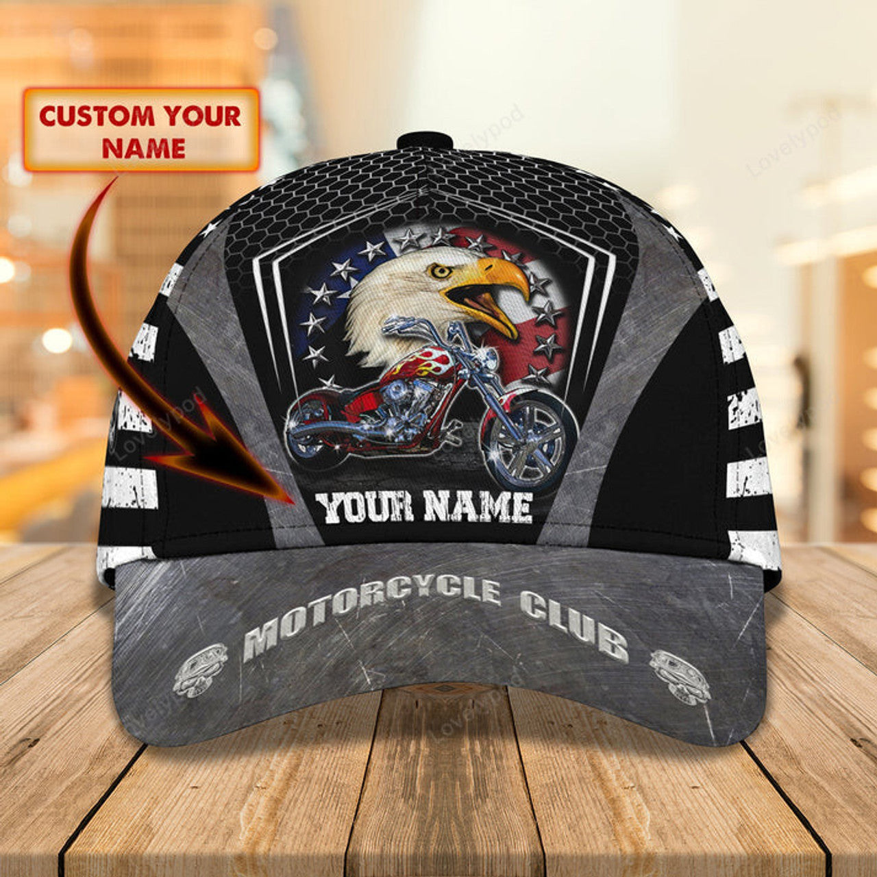 FUNSTUFFPRINT 3D Classic Cap Motorcycle Personalized Name Cap
