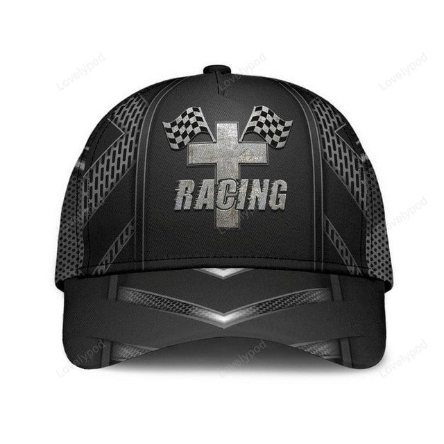 FUNSTUFFPRINT Jesus Racing Custom Classic Cap for men, Racing hats, gift for racing lover