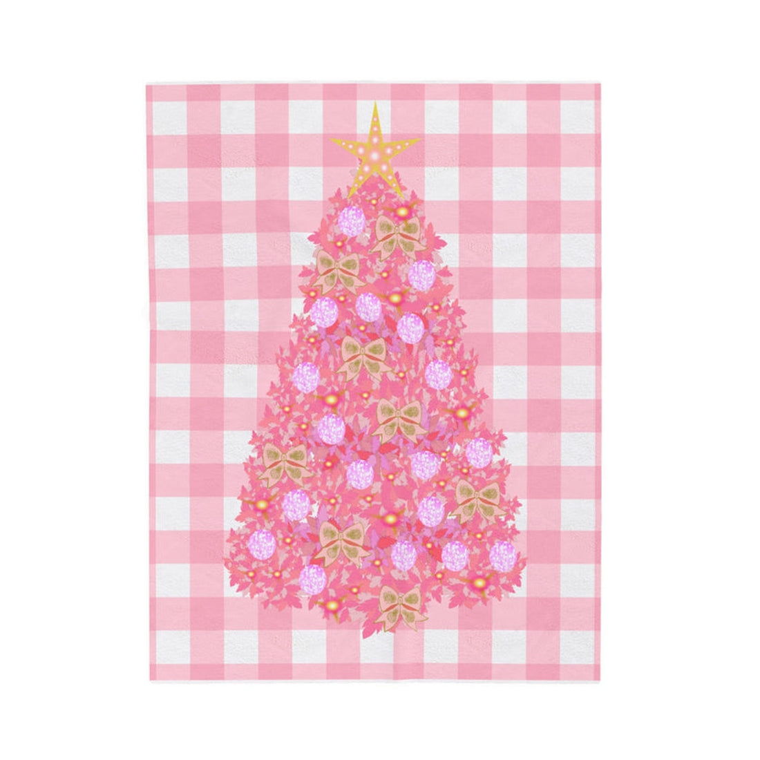FUNSTUFFPRINT Pink Plaid Tree Velveteen Plush Blanket