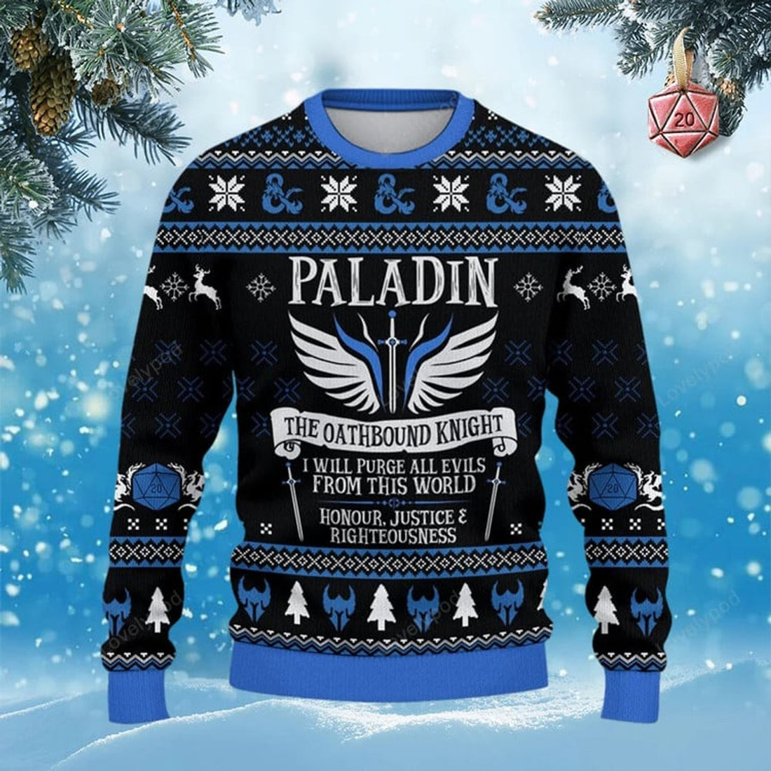 FUNSTUFFPRINT Classes Paladin Christmas ugly sweater for men and women , Classes Paladin Sweatshirt, Christmas sweatshirt, Xmas gift Ugly Sweater