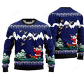 FUNSTUFFPRINT Funny Santa & Dog Duck Hunting Sweater, Ugly Sweater For Men & Women Ugly Sweater