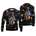 FUNSTUFFPRINT Funny Astronaut Fishing In Space Sweater, Ugly Sweater For Men & Women Ugly Sweater